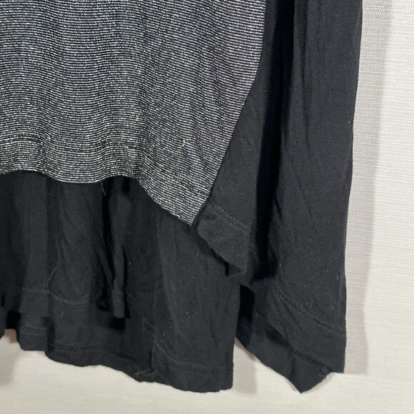 LOGO Lori Goldstein Womens Medium Tunic Top Black Silver Metallic Sparkle - Picture 5 of 7